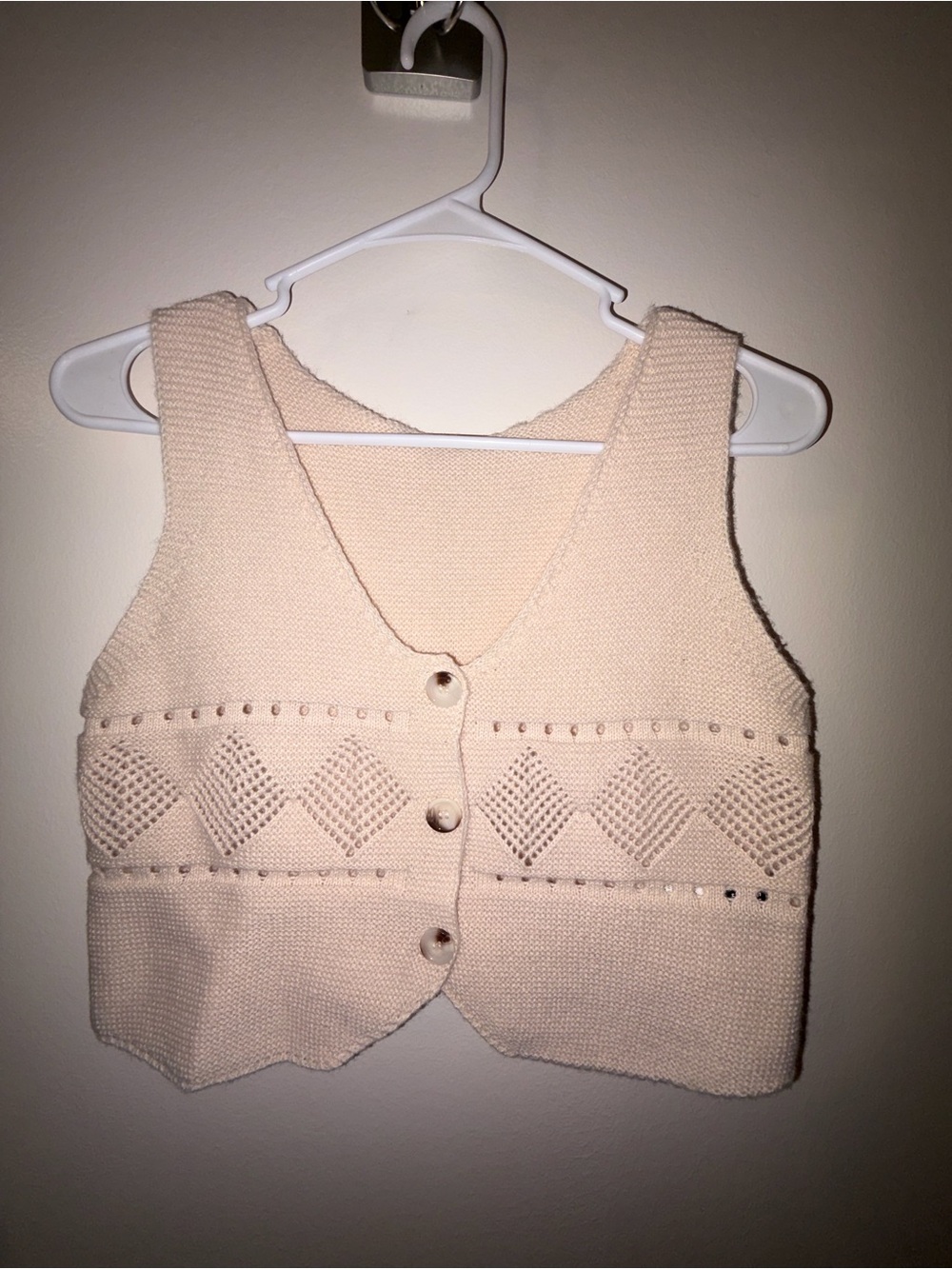 Cream Knit Button-Front Women's Vest Sweater